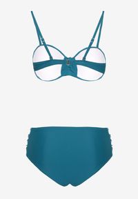 Born2be - Granatowe Bikini Usztywniany Biustonosz i Figi Ozdobione Marszczeniem Eretelli. Kolor: niebieski. Wzór: aplikacja #6