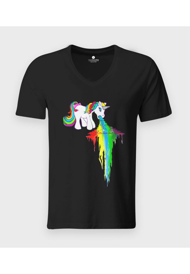 MegaKoszulki - Koszulka męska v-neck Rainbow vomit. Materiał: skóra, bawełna, materiał. Styl: klasyczny