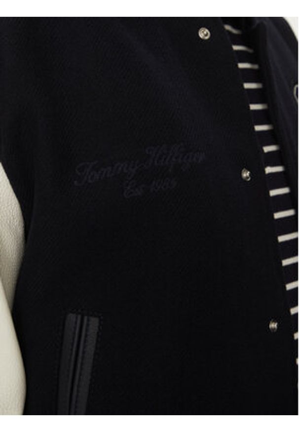 TOMMY HILFIGER - Tommy Hilfiger Kurtka przejściowa Leather Varsity Jacket MW0MW39248 Granatowy Regular Fit. Kolor: niebieski. Materiał: syntetyk
