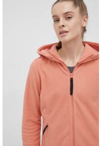 outhorn - Outhorn bluza damska kolor pomarańczowy z kapturem gładka. Typ kołnierza: kaptur. Kolor: pomarańczowy. Materiał: dzianina, polar. Wzór: gładki