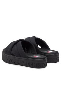 Tommy Jeans Klapki Tjw Lettering Flatform Sandal EN0EN02465 Czarny. Kolor: czarny. Materiał: materiał