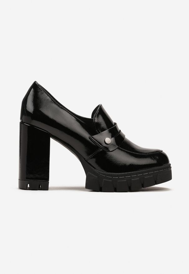 Born2be - Czarne Półbuty Czółenka na Słupku z Platformą i Skórzaną Wkładką Wisterra. Kolor: czarny. Materiał: skóra. Obcas: na platformie. Styl: elegancki