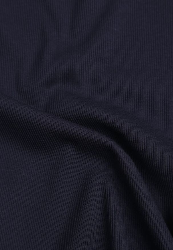 Born2be - Granatowy Dopasowany T-shirt z Prążkowanej Tkaniny z Bawełny Acalenos. Okazja: na co dzień. Kolor: niebieski. Materiał: tkanina, bawełna, prążkowany. Sezon: lato. Styl: elegancki, casual, klasyczny