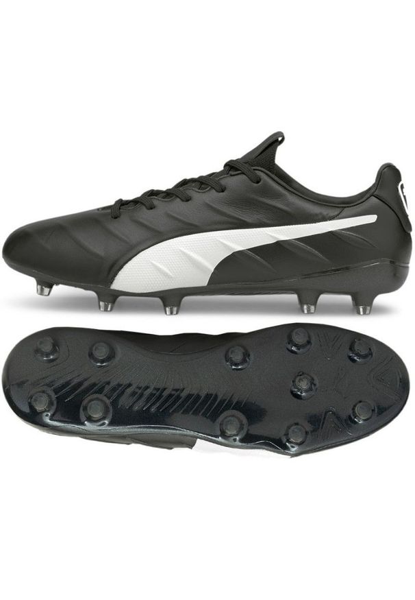 Buty piłkarskie Puma King Platinum 21 FG/AG M 106478 01 czarne czarne. Kolor: czarny. Materiał: materiał, dzianina, skóra. Szerokość cholewki: normalna. Sezon: jesień. Sport: piłka nożna