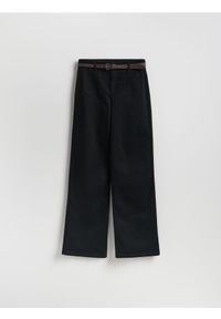 Reserved - Jeansy wide leg z paskiem - czarny. Kolor: czarny