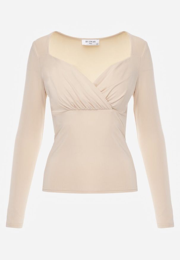 Renee - Beżowa Bluzka Iphicraethon. Kolor: beżowy. Materiał: dzianina. Długość rękawa: długi rękaw. Długość: długie. Wzór: aplikacja