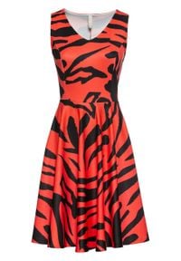 Sukienka w tygrysie cętki bonprix pomarańczowo-czarny. Kolor: pomarańczowy #1