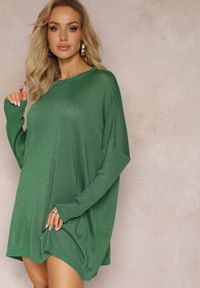 Renee - Zielony Sweter Oversize z Delikatną Złotą Nitką Felhana. Kolor: zielony. Sezon: zima #2