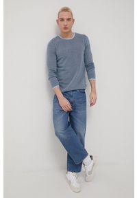 Tom Tailor sweter bawełniany męski kolor granatowy lekki. Kolor: niebieski. Materiał: bawełna. Długość rękawa: długi rękaw. Długość: długie #4