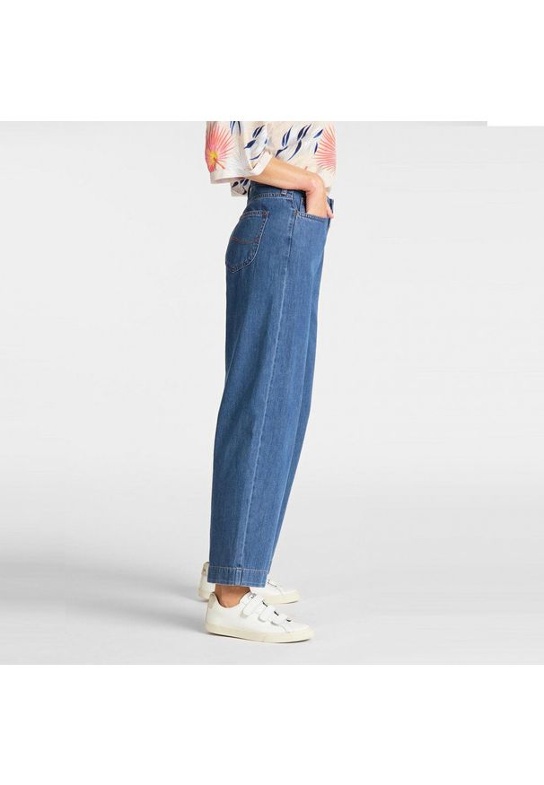 Lee - LEE BUTTON WIDE LEG DAMSKIE SPODNIE JEANSOWE L30GRCND 112106450