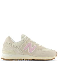 Buty New Balance WL574GU2 - beżowe. Kolor: beżowy. Materiał: skóra, bawełna, materiał, syntetyk, guma, dresówka. Szerokość cholewki: normalna. Model: New Balance 574