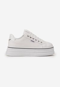 Born2be - Białe Sneakersy na Platformie Pallia. Kolor: biały. Obcas: na platformie #4