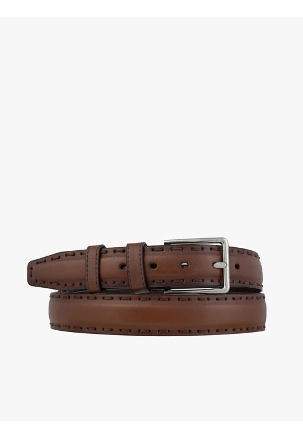 Ryłko - Brązowy pasek ze skóry licowej. Kolor: brązowy. Materiał: skóra. Styl: klasyczny, casual, street