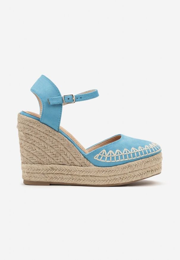 Born2be - Niebieskie Sandały Espadryle na Plecionym Koturnie Misslora. Kolor: niebieski. Sezon: lato. Obcas: na koturnie. Styl: elegancki