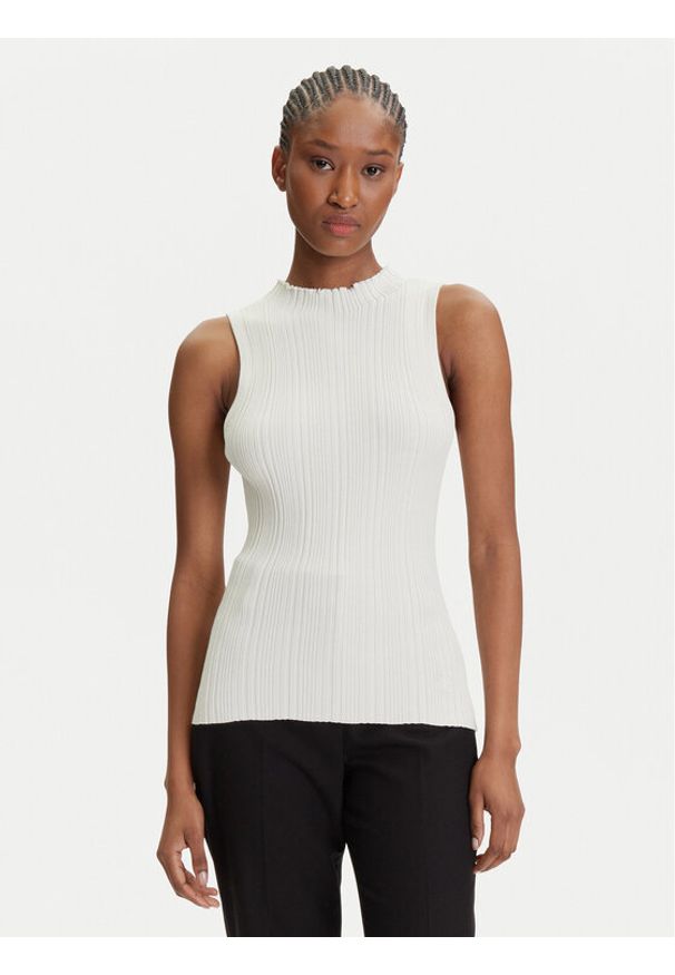 Hugo - HUGO Bluzka Sarepilk 50542597 Écru Slim Fit. Materiał: wiskoza