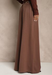 Renee - Brązowe Szerokie Spodnie z Paskiem w Stylu Wstążki Tussema. Okazja: na co dzień. Kolor: brązowy. Styl: casual #5