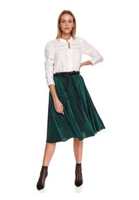 TOP SECRET - Welurowa plisowana spódnica z wiązaną taśmą. Kolor: zielony. Materiał: welur. Sezon: wiosna #5