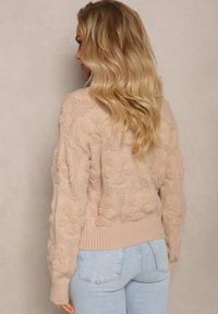 Renee - Beżowy Sweter z Wełną i Bawełną z Pluszowymi Wstawkami Alrua. Kolor: beżowy. Materiał: wełna, bawełna. Sezon: zima #3