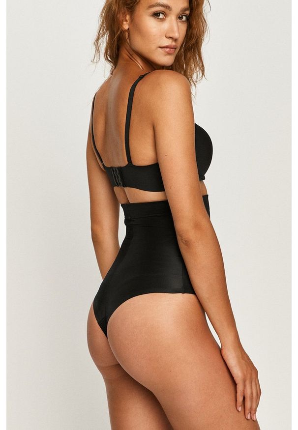Spanx - Stringi modelujące High-Waisted. Kolor: czarny. Materiał: materiał, dzianina. Wzór: gładki