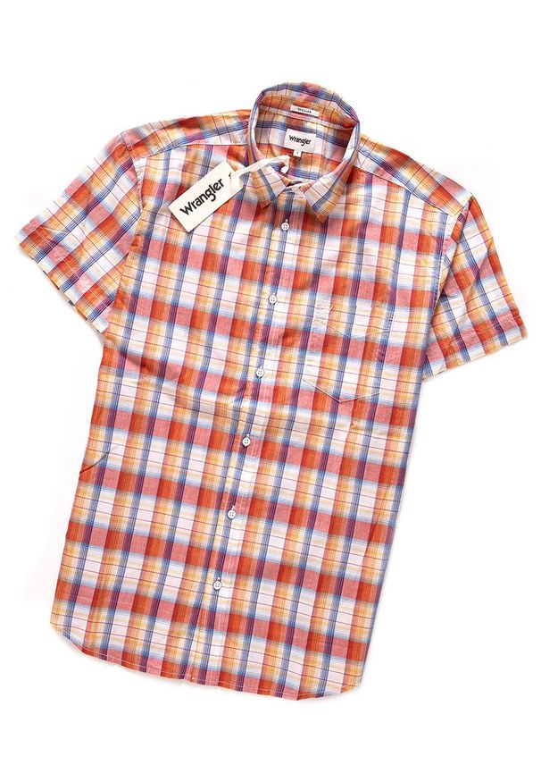 Wrangler - WRANGLER SS 1 PKT SHIRT POMPE W5860OR1C 112129524. Materiał: materiał. Długość rękawa: krótki rękaw. Długość: krótkie