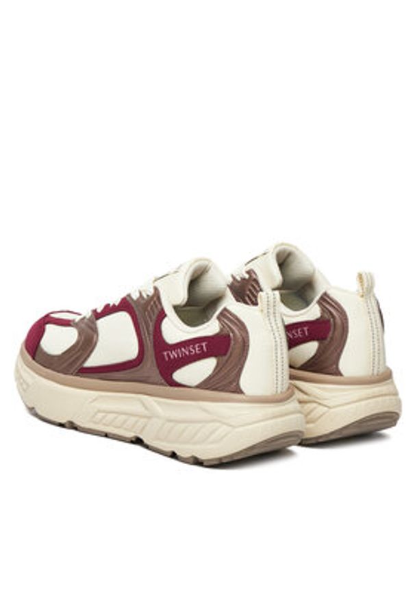 TwinSet - TWINSET Sneakersy 252TCP01C Bordowy. Kolor: czerwony. Materiał: skóra