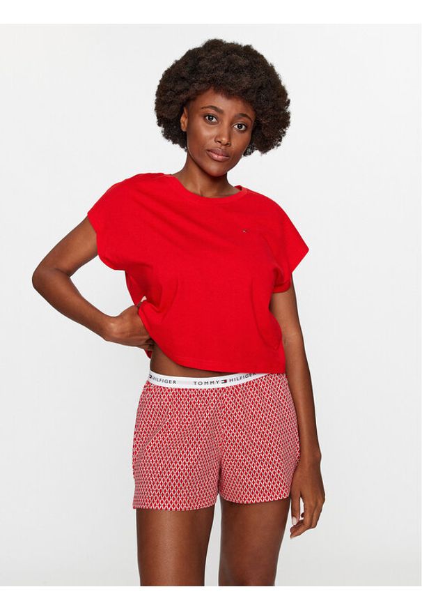 TOMMY HILFIGER - Piżama Tommy Hilfiger. Kolor: czerwony. Materiał: bawełna