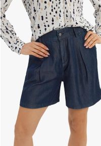 Volcano - Szorty z lyocellu E-TESSA. Okazja: do domu. Stan: podwyższony. Materiał: denim, skóra, materiał, jeans. Długość: krótkie. Wzór: gładki. Sezon: lato. Styl: elegancki #1