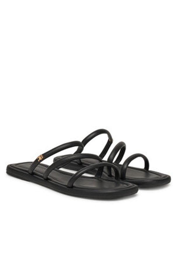 TOMMY HILFIGER - Tommy Hilfiger Klapki Strappy Leather Mule FW0FW08939 Czarny. Kolor: czarny. Materiał: skóra