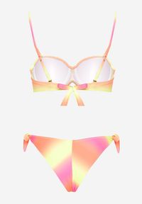 Born2be - Fuksjowe Wiązane Bikini Biustonosz z Marszczeniem i Majtki Figi Kinitia. Kolor: różowy