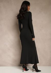 Renee - Czarna Sukienka Koktajlowa z Wiskozą i Metaliczną Klamrą przy Dekolcie Refire. Okazja: na imprezę. Kolor: czarny. Materiał: wiskoza. Styl: wizytowy. Długość: maxi #3