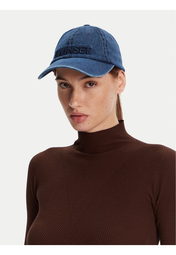 TwinSet - TWINSET Czapka z daszkiem 251LL5BAA Niebieski. Kolor: niebieski. Materiał: bawełna