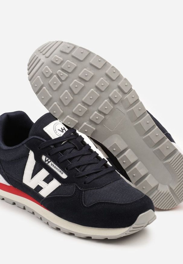 Born2be - Granatowe Buty Sportowe Sneakersy z Geometrycznym Wzorem Reolita. Okazja: na co dzień, na spacer. Kolor: niebieski. Wzór: geometria. Sport: turystyka piesza
