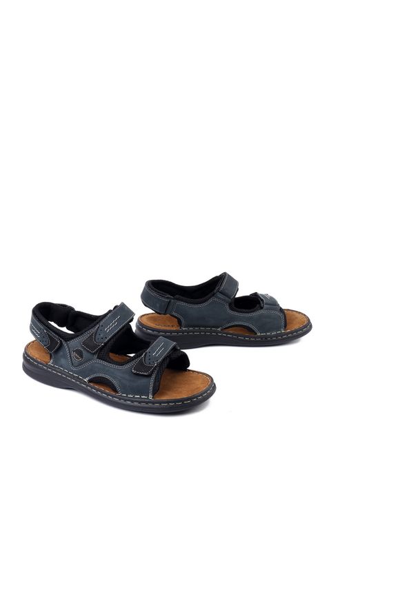 Josef Seibel - JOSEF SEIBEL 10236 11 582 Franklyn ocena/schwarz, sandały męskie. Zapięcie: rzepy. Kolor: niebieski. Materiał: skóra