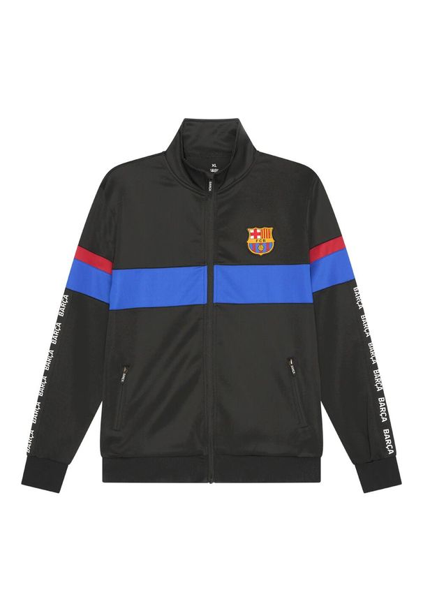 Dres piłkarski dziecięcy FC Barcelona 24/25. Kolor: czarny. Materiał: dresówka. Styl: sportowy