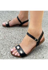 Czarne płaskie sandały damskie S.Barski Ss27-79. Kolor: czarny. Materiał: skóra #1