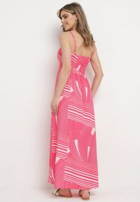 Born2be - Fuksjowa Sukienka z Kopertowym Dekoltem na Regulowanych Ramiączkach z Rozcięciami Jatila. Okazja: na co dzień. Typ kołnierza: dekolt kopertowy. Kolor: różowy. Długość rękawa: na ramiączkach. Typ sukienki: kopertowe. Styl: casual #3