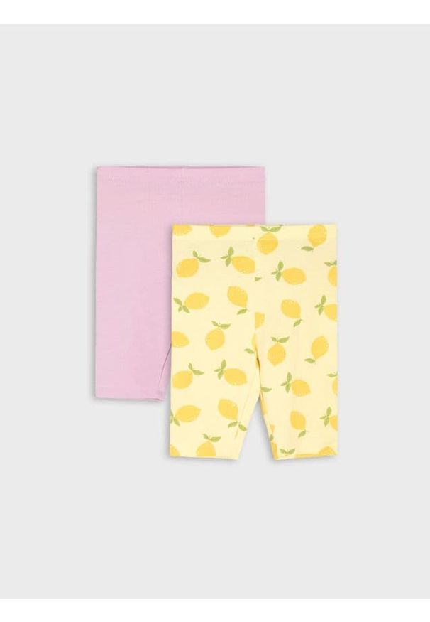 Sinsay - Bawełniane legginsy z motywem cytryn 2 pack - żółty. Kolor: żółty. Materiał: bawełna