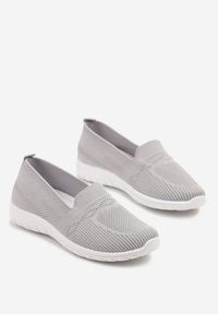 Born2be - Szare Wsuwane Tenisówki Mokasyny Venni. Okazja: na co dzień, na spacer. Zapięcie: bez zapięcia. Kolor: szary. Materiał: jeans. Wzór: aplikacja. Styl: elegancki, casual #3
