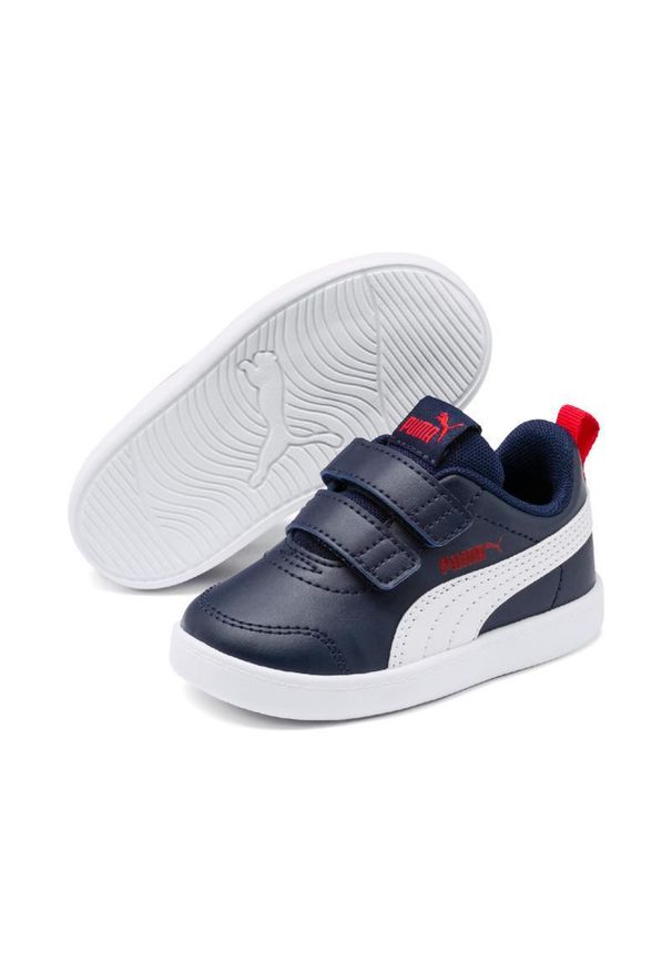Buty dla dzieci Puma Courtflex V2 V Inf. Kolor: czerwony, niebieski, wielokolorowy. Materiał: materiał, syntetyk. Sport: turystyka piesza