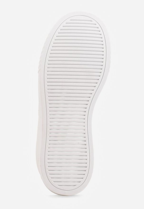 Born2be - Białe Sneakersy na Grubej Podeszwie z Tłoczeniem Zeanidra. Okazja: na co dzień. Kolor: biały. Materiał: jeans