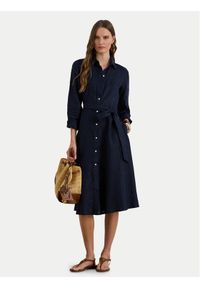 Lauren Ralph Lauren - LAUREN RALPH LAUREN Sukienka koszulowa 200P13686002 Granatowy Regular Fit. Kolor: niebieski. Materiał: len. Typ sukienki: koszulowe #1