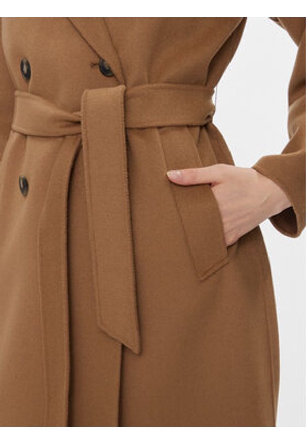 Weekend Max Mara Płaszcz wełniany Flirt 2415011011 Brązowy Regular Fit. Kolor: brązowy. Materiał: wełna