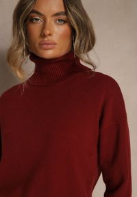 Renee - Bordowy Golf z Dodatkiem Kaszmiru z Przeszyciami po Bokach Avenella. Okazja: na spotkanie biznesowe. Typ kołnierza: golf. Kolor: czerwony. Materiał: kaszmir. Styl: elegancki, biznesowy, klasyczny #3
