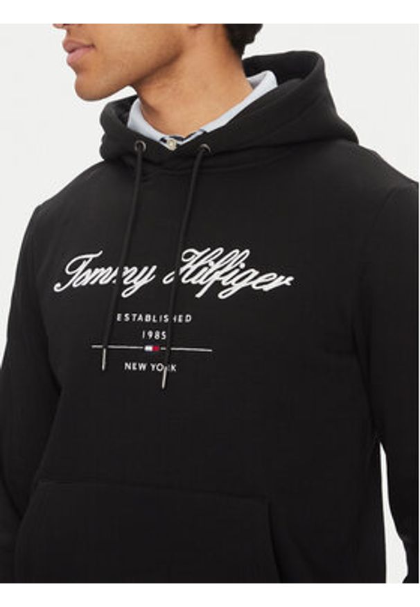 TOMMY HILFIGER - Tommy Hilfiger Bluza Script Logo MW0MW33631 Czarny Regular Fit. Kolor: czarny. Materiał: syntetyk