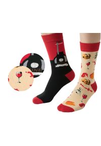 His Story - Skarpetki Bawełniane - Tematyczne - Motyw Wina. Kolor: czerwony, wielokolorowy. Materiał: elastan, bawełna, poliamid #6