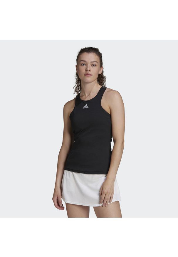 Adidas - Damski tank top adidas Tennis Y. Kolor: czarny. Materiał: materiał. Długość rękawa: na ramiączkach. Sport: tenis