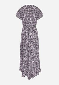 Born2be - Czarno-Różowa Bawełniana Sukienka z Gumką w Talii i Asymetrycznym Dołem Orrizae. Okazja: na co dzień. Typ kołnierza: dekolt kopertowy, kołnierz z falbankami. Kolor: czarny. Materiał: bawełna. Długość rękawa: krótki rękaw. Sezon: wiosna, lato. Typ sukienki: asymetryczne. Styl: casual, elegancki #7