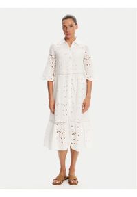 Iconique Sukienka koszulowa IC25-005 Biały Relaxed Fit. Kolor: biały. Materiał: bawełna. Typ sukienki: koszulowe #1