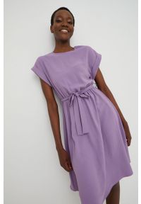 Answear Lab sukienka kolor fioletowy mini rozkloszowana. Kolor: fioletowy. Materiał: tkanina. Wzór: gładki. Typ sukienki: rozkloszowane. Styl: wakacyjny. Długość: mini #2