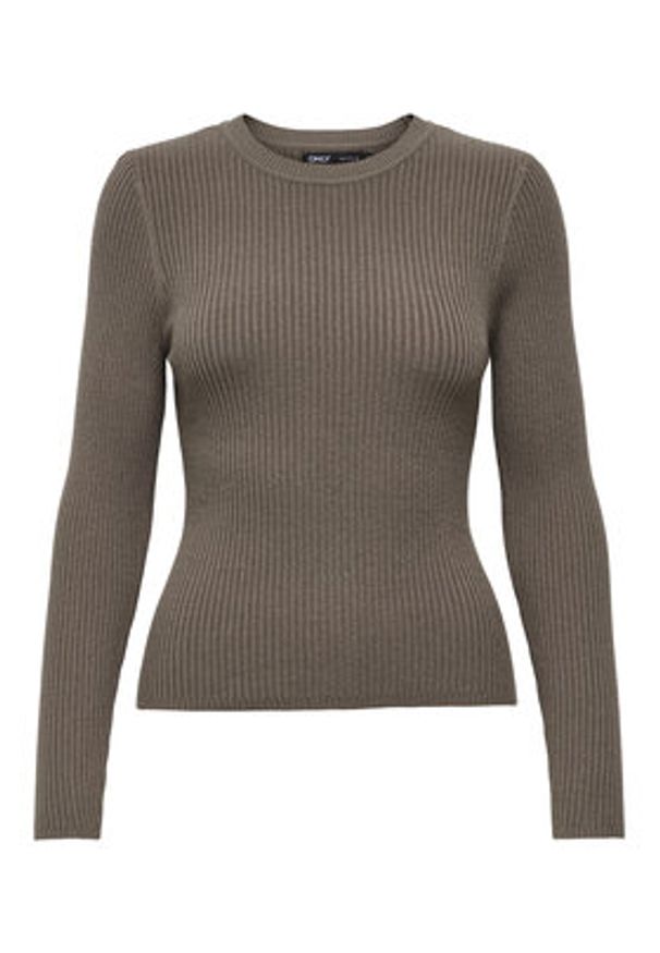only - ONLY Sweter Louisa 15344579 Brązowy Slim Fit. Kolor: brązowy. Materiał: syntetyk